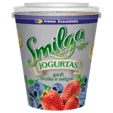 Jogurtas su mėlynių ir braškių gabaliukais SMILGA, 3,3% rieb., 380 g
