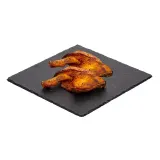 Hot smoked broiler chicken quarters with caraway