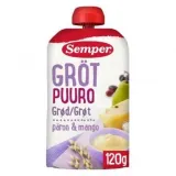 Paruošta vartoti ryžių ir avižų košė su kriaušėmis, mango, vynuogių ir obuolių sultimis, (nuo 6 mėn.) SEMPER, 120 g