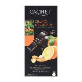 Темный шоколад с апельсинами и миндалем CACHET, 100 г
