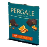 Dark chocolate with crushed caramelized almonds and orange pieces PERGALĖ, 200 g
