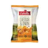 Cheddar cheese and red onion flavored potato chips ESTRELLA KETTLE, 120 g