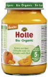 Moliūgų ir ryžių tyrelė kūdikiams nuo 5 mėn., biodinaminė HOLLE, 190 g