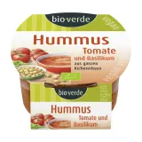Humusas su saulėje džiovintais pomidorais ir bazilikais BIO-VERDE
