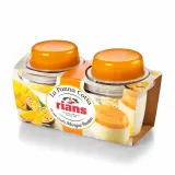 Dessert Panna Cotta with mango and passion fruit puree