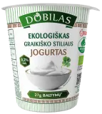 Graikiško stiliaus jogurtas 0.2% rieb, ekologiškas DOBILAS, 300 g