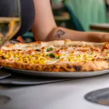Ham and cheese pizza