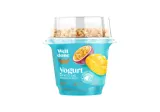 Kreminis jogurtas su mangų ir pasiflorų džemu bei kepintais javainiais su kokosų drožlėmis WELL DONE, 6%, 200 g
