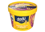Vaniliniai ledai DADU su mangų gabaliukais, pasiflorų įdaru, 400 g