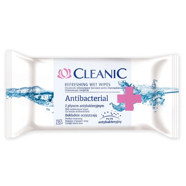 Влажные антибактериальные салфетки CLEANIC ANTISEPTIC, 15 шт.