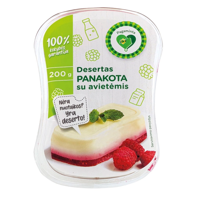 Dessert panna cotta with raspberries, 200 g