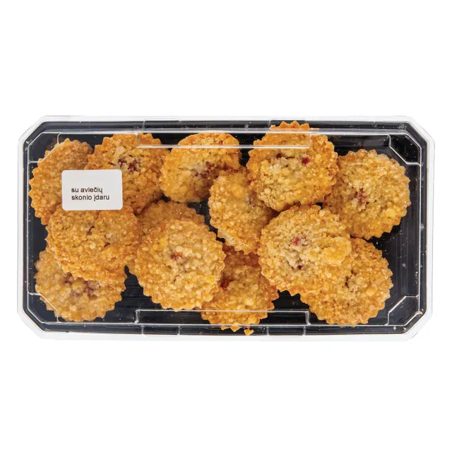 Tartaletės su aviečių skonio įdaru BALTAS PYRAGAS, 220 g