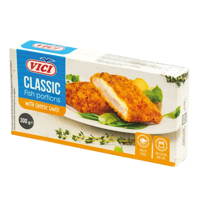 Žuvies porcijos su sūrio ir sultinio padažu VIČI, 300 g