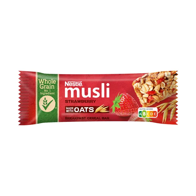 Batonėlis su braškėmis NESTLE MUSLI, 35 g