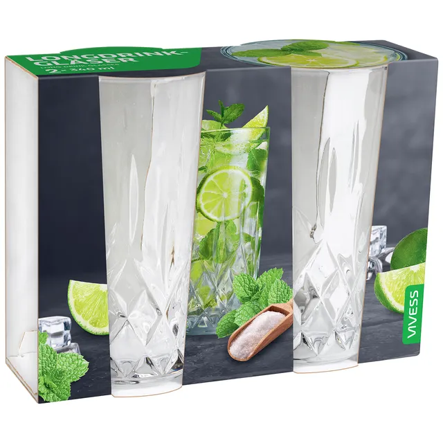 VIVESS aukštos stiklinės 340 ml