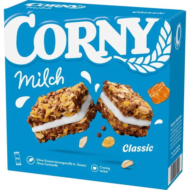 Javainių batonėliai su pieniniu pertepimu CORNY MILK, 120 g