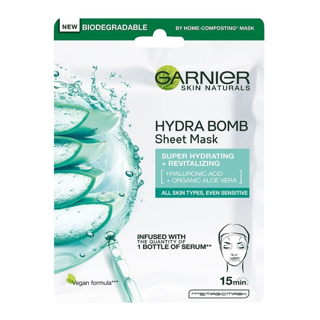 Lakštinė veido kaukė GARNIER HYALURONIC ALOE, 28 g