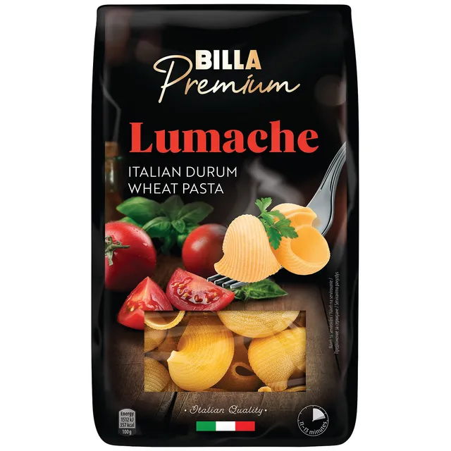 Itališki kietųjų kviečių makaronai LUMACHE BILLA PREMIUM, 500 g