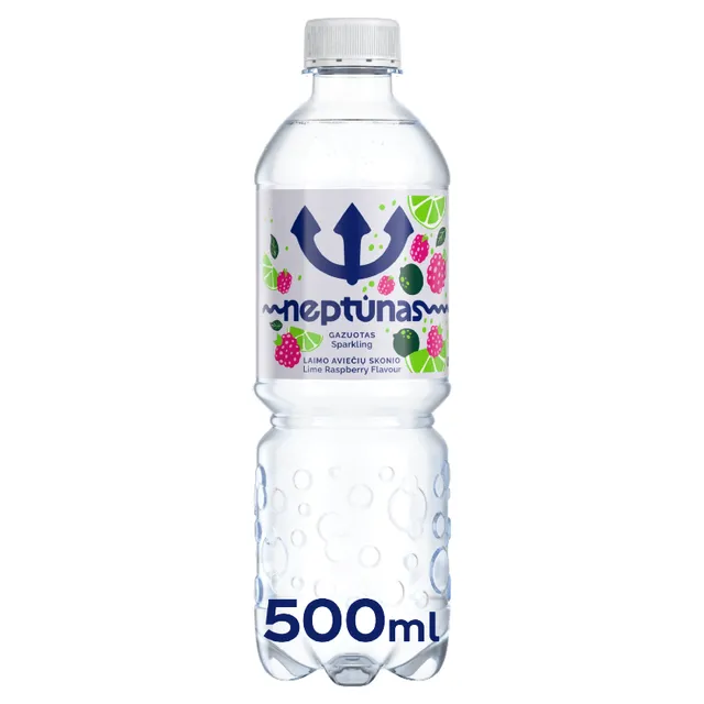 Neptunas Lime Raspberry gazuotas vanduo, 500 ml