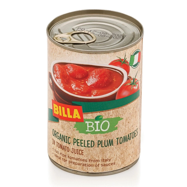 Organic peeled plum tomatoes (60%) in their juice BILLA BIO, 425 ml