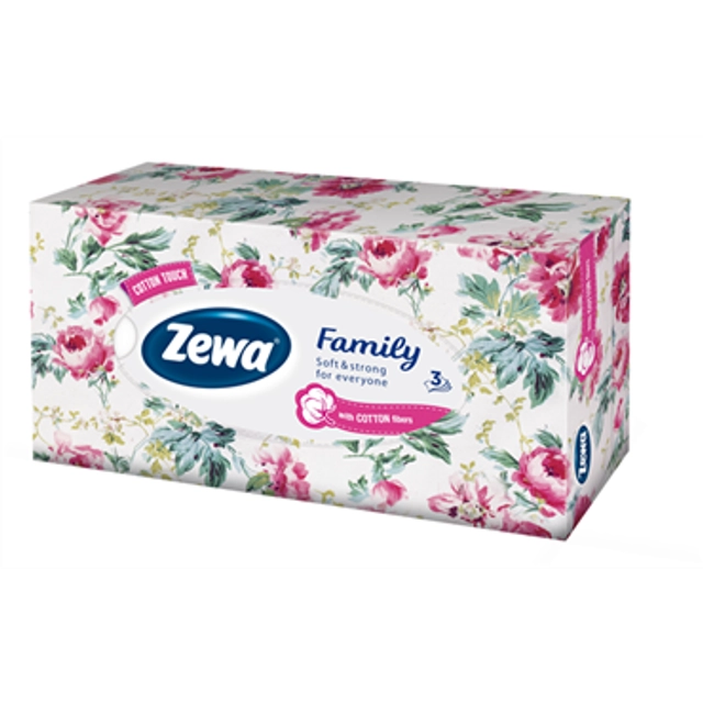 Vienkartinės nosinaitės ZEWA FAMILY, 3 sl., 90 vnt.