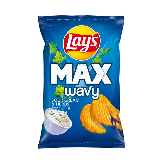 Картофельные чипсы со вкусом сметаны и трав LAY'S MAX WAVY, 120 г