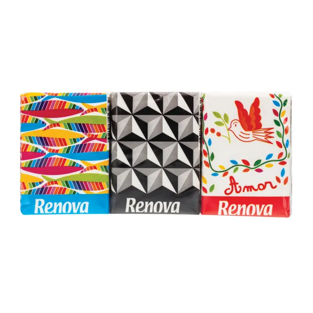 Popierinės nosinaitės RENOVA DESIGN, 4 sl., 42 lap. 1 vnt