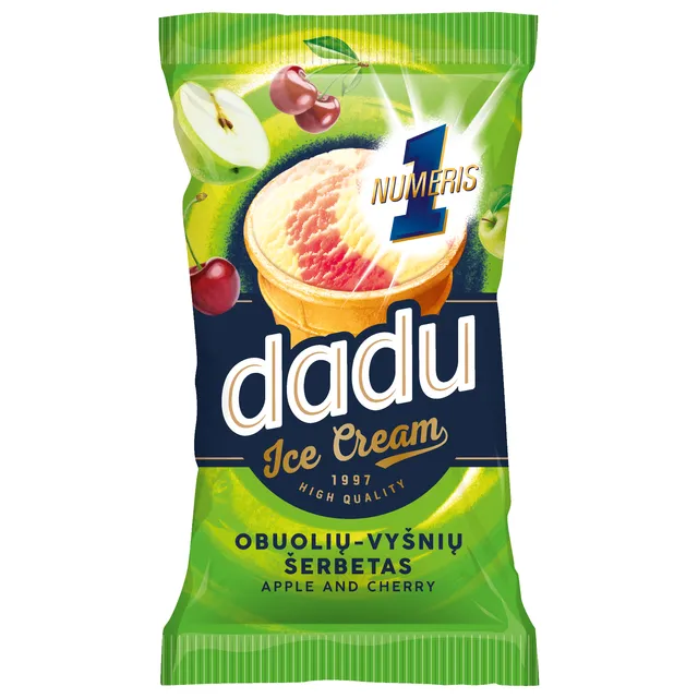 DADU obuolių ir vyšnių skonio šerbetas, 80 ml
