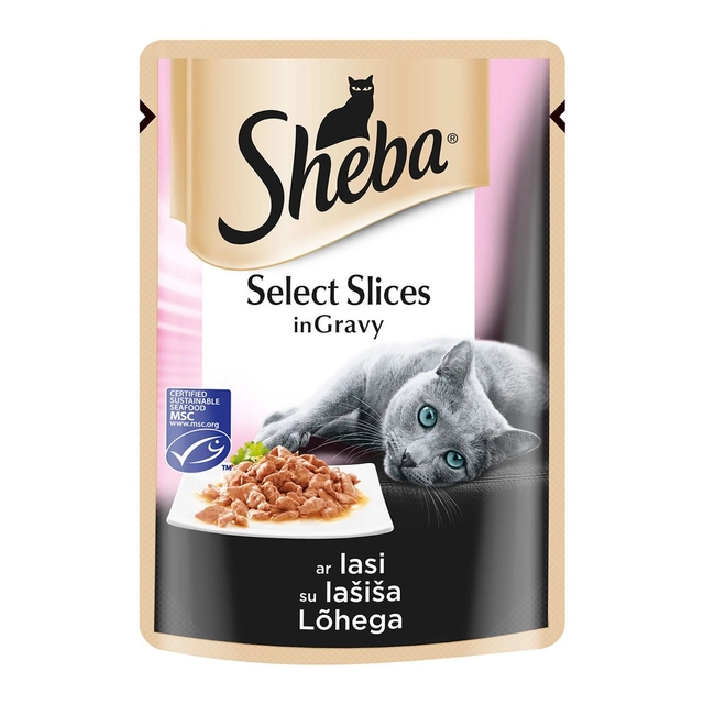 Kačių ėdalas su lašiša SHEBA, 85 g