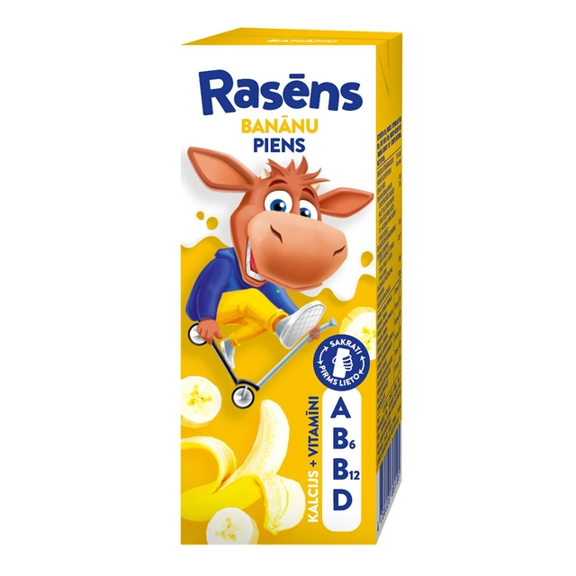 Banana Flavored Milk Drink RASĒNS, 1.5% fat, 200 ml