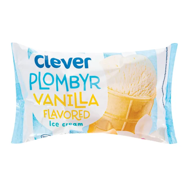 Vanilės skonio plombyras vafliniame puodelyje CLEVER, 120 ml