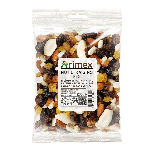 Riešutų ir razinų mišinys ARIMEX, 200 g