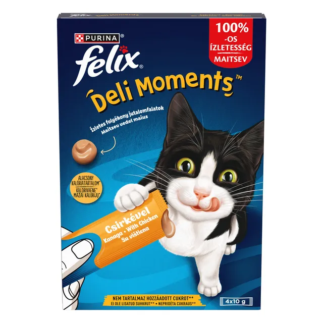 Добавка к корму для взрослых кошек с курицей FELIX Deli Moments, 4x10 г