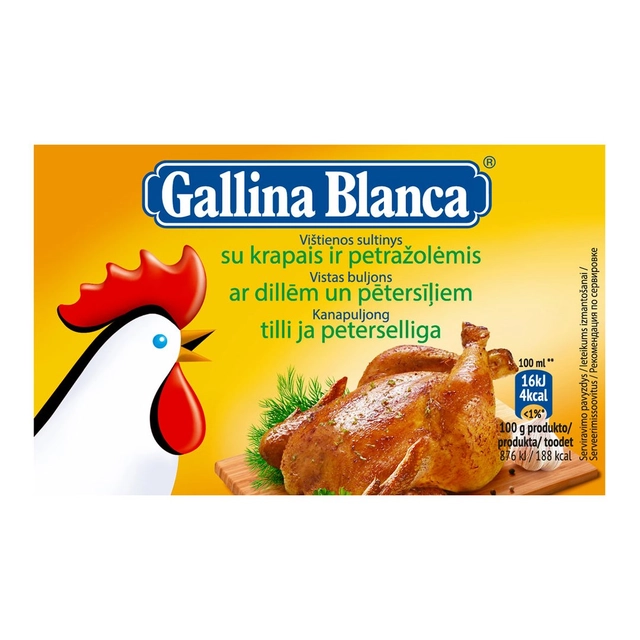 Куриный бульон с укропом и петрушкой GALLINA BLANCA. 12 шт.