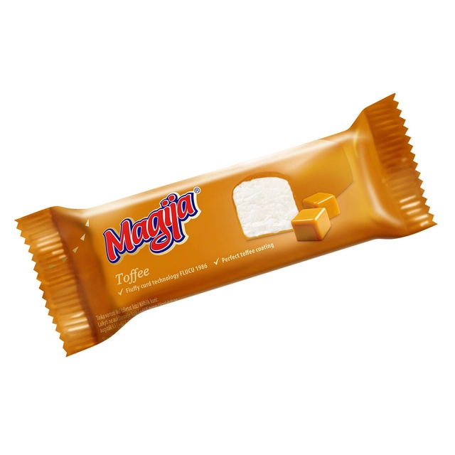 Glaistytas, vanilinis varškės sūrelis su toffee glaistu MAGIJA, 24% rieb., 45 g