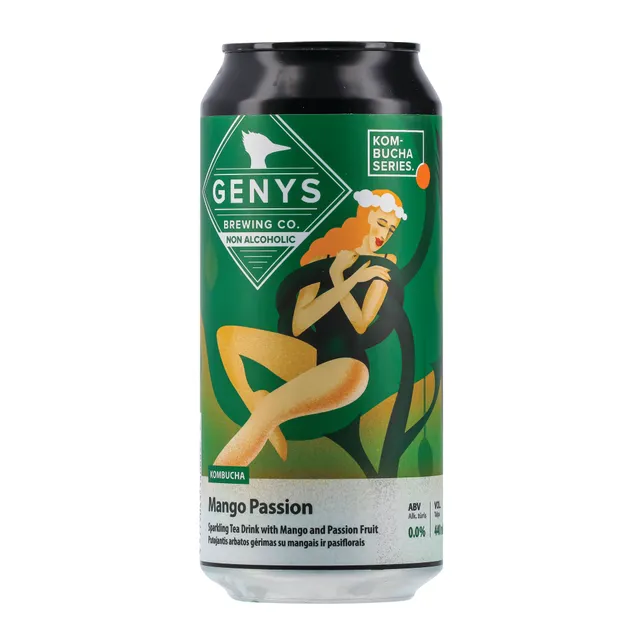 Kombucha su mangais ir pasifloromis GENYS MANGO PASSION, 440 ml