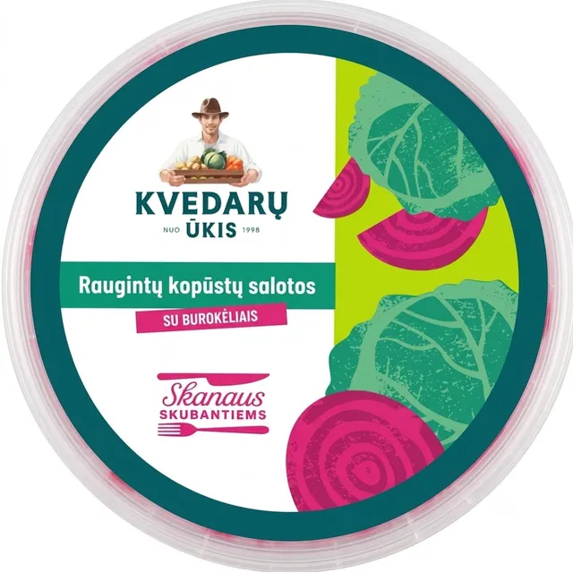 Raugintų kopūstų salotos su burokėliais KVEDARŲ ŪKIS, 400 g