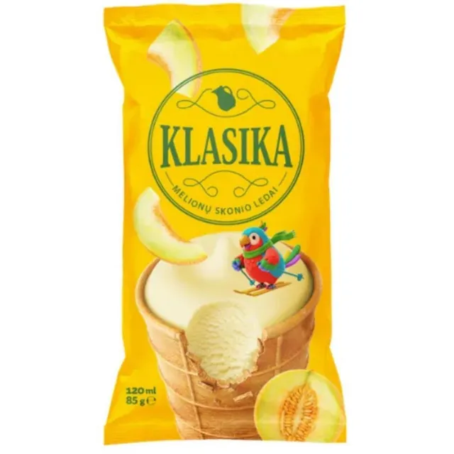 Melionų skonio ledai vafliniame puodelyje KLASIKA, 120ml