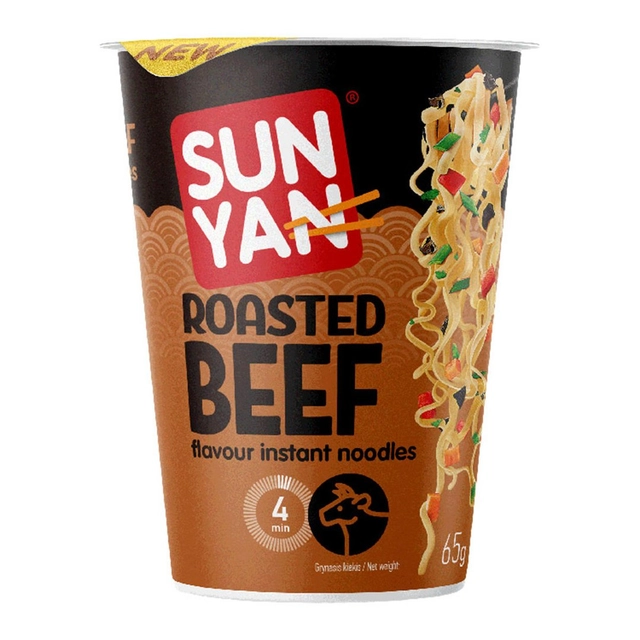 Greitai paruošiami makaronai kepintos jautienos skonio SUN YAN, 65 g