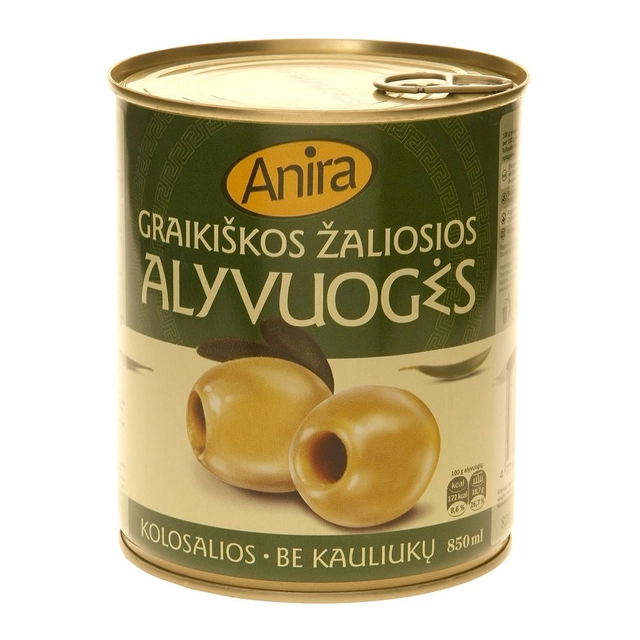Graikiškos žaliosios alyvuogės be kauliukų ANIRA, 820 g
