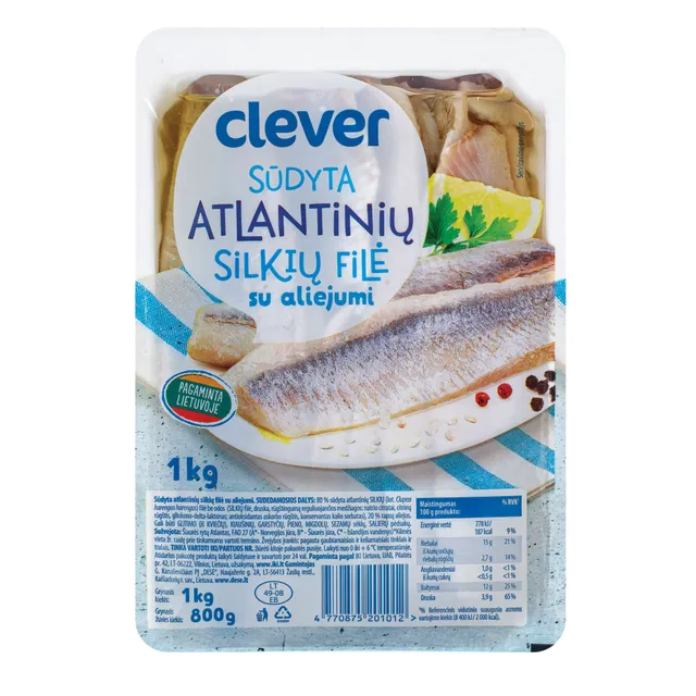 Silkių filė be odos aliejuje CLEVER, 1 kg