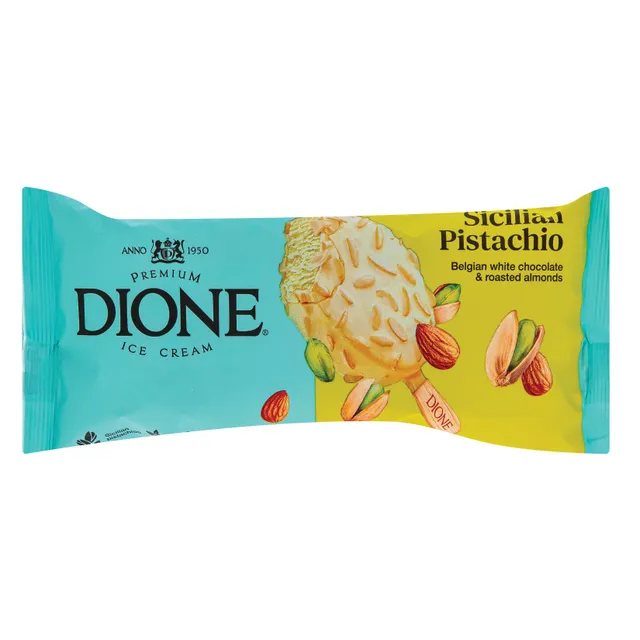 Pistachio ice cream with white Belgian chocolate and almonds DIONE, 90 ml
