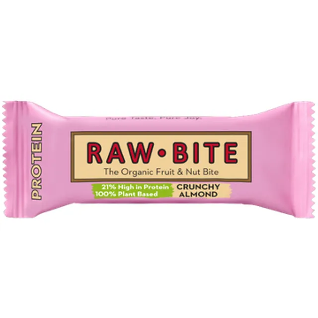 Экологический хрустящий протеиновый батончик с миндалем RAW BITE, 45 г