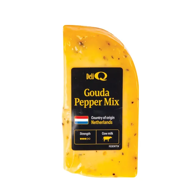 Puskietis fermentinis goudos sūris su pipirais DELI Q, 130 g
