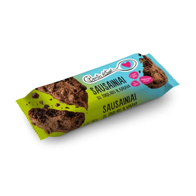 Sausainiai su šokoladu ir kakava BEATOS VIRTUVĖ, 150 g
