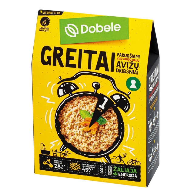 Greito paruošimo avižų dribsniai EKO DOBELE, 500 g