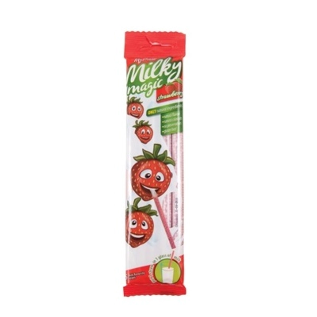 Braškių skonio šiaudeliai MILKY MAGIC, 26 g