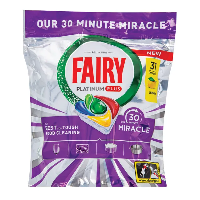 Automatinių indaplovių kapsulės FAIRY Platinum+ Lemon Miracle, 31vnt