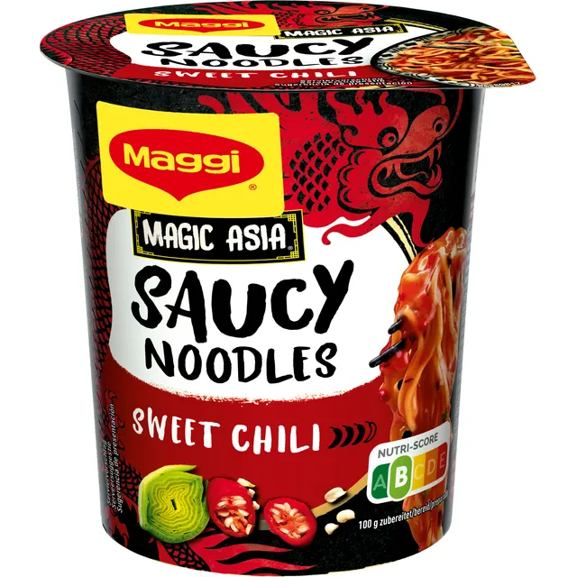Greitai paruošiami makaronai su padažu saldžiarūgščio čili skonio MAGGI, 75 g