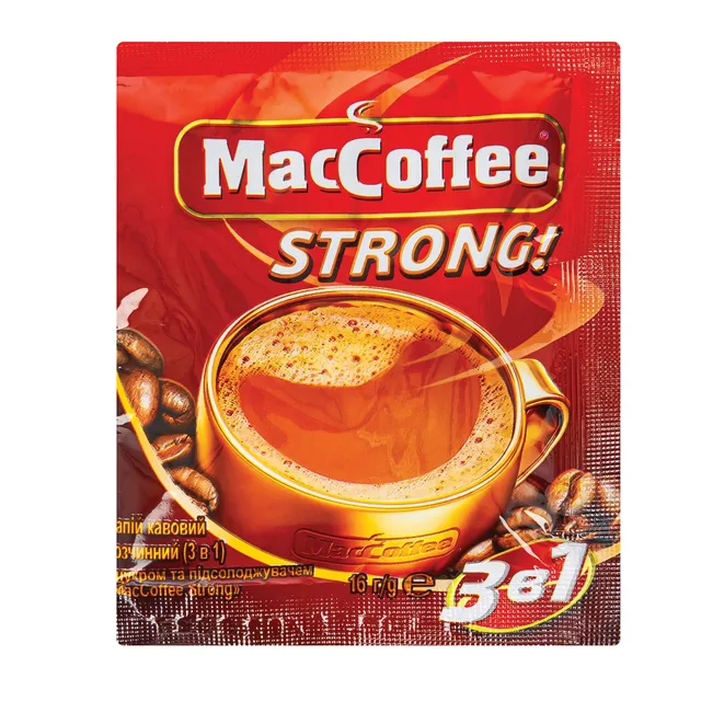 Tirpios kavos gėrimas MACCOFFE STRONG 3IN1, 16 g